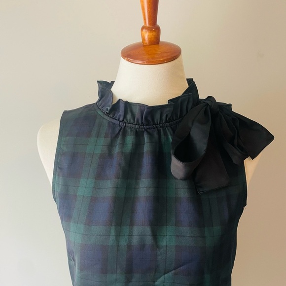 J. Crew Navy & Green Plaid Shell Tank NWT - Picture 2 of 8